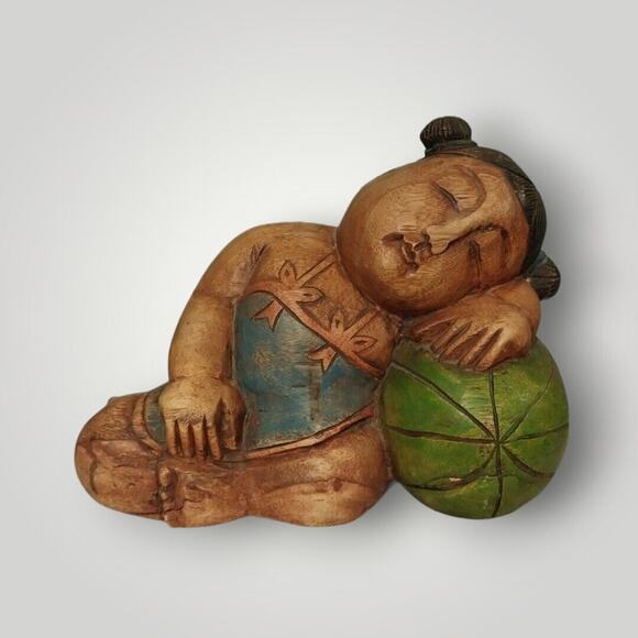Wooden Carved Chinese Buddhas Statues Vintage Sleeping Budda Statues - Picture 5 of 7
